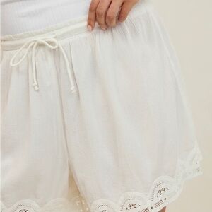 aerie White Crinkle Elastic Waist Shorts with Drawstring NWT L